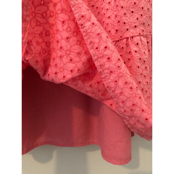 Dress Pink Prairie Size S Cotton Eyelet Flutter Sleeve Tiered Pockets Cowgirl - Picture 3 of 8